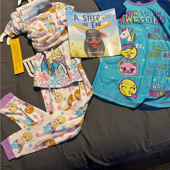 Disney Frozen Kids Pajama Set 4T......Teal nightgown. 4/5 plus New Book, FREE! - Picture 1 of 16